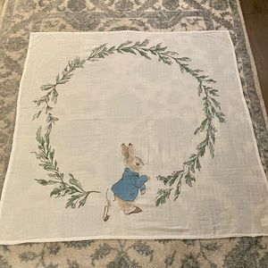 2 Pottery Barn Peter Rabbit Organic 100% cotton swaddle receiving Blankets